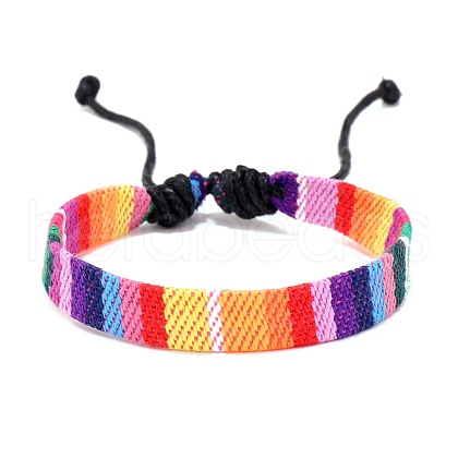 Cloth Rope Braided Flat Cord Bracelet PW-WG88858-03-1