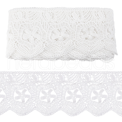 15 Yards Cotton Embroidery Flower Lace Ribbon OCOR-WH0086-91A-1