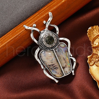 Insects Acrylic Imitation Shell with Rhinestone Brooch Pin PW-WG0DB04-02-1