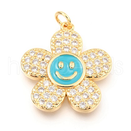 Brass Micro Pave Clear Cubic Zirconia Pendants KK-I683-05C-1