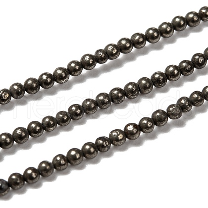 Natural Pyrite Beads Strands G-L031-2mm-01-1