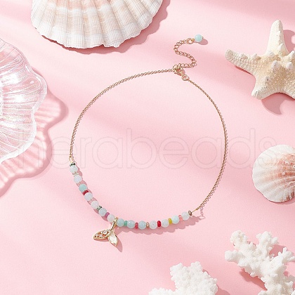 Natural Mixed Stone & Quartz Crystal Round Beaded Necklaces NJEW-JN05302-02-1