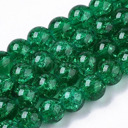 Baking Painted Transparent Crackle Glass Round Bead Strands DGLA-Q018-8mm-48-1