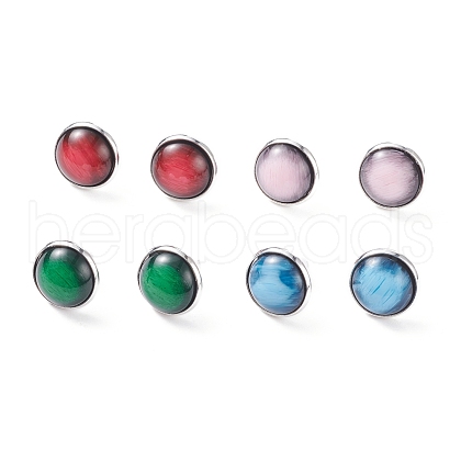 Plain Dome/Half Round Resin Stud Earrings for Women EJEW-JE04799-1