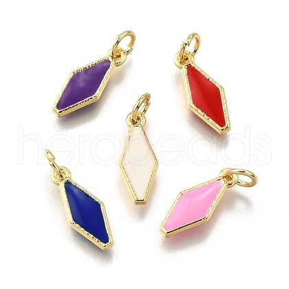 Brass Enamel Charms KK-C106-02G-1