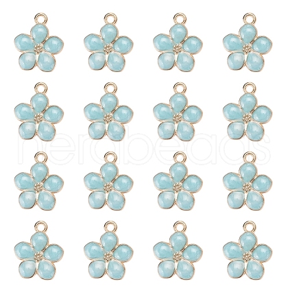 Light Gold Plated Alloy Enamel Pendants X-ENAM-R136-17B-1