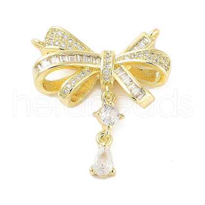 Rack Plating Brass Pave Clear Cubic Zirconia Connector Charms KK-A208-07G-1