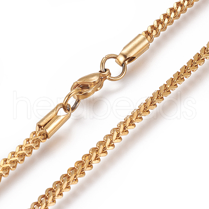 304 Stainless Steel Wheat Chain Necklaces NJEW-L160-005C-G-1