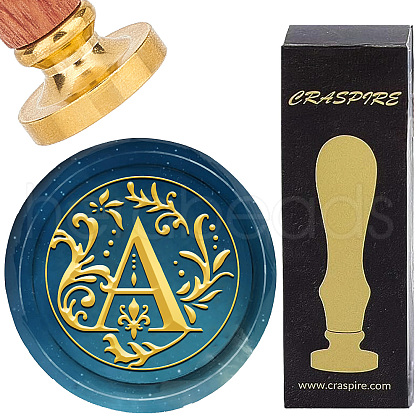 Brass Wax Seal Stamps with Wood Handle AJEW-WH0412-0234-1