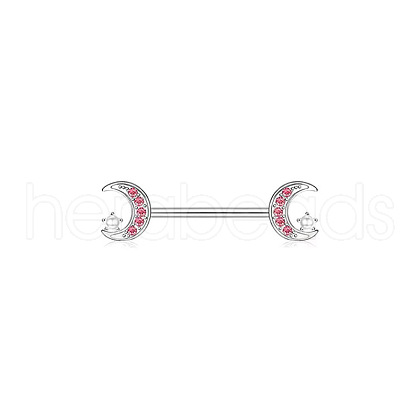 316L Surgical Stainless Steel Rose Rhinestone Nipple Rings WG189E0-03-1