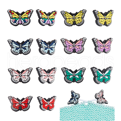  14Pcs 7 Colors Butterfly Silicone Beads SIL-NB0001-41-1