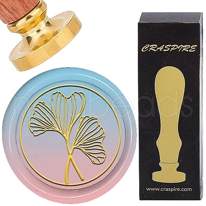 Brass Wax Seal Stamp with Wood Handle AJEW-WH0412-0347-1
