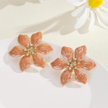 Alloy Rhinestone Stud Earrings EJEW-P310-02G-02-1