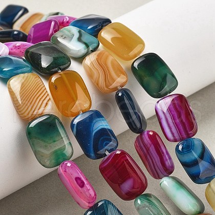 Natural Banded Agate Beads Strands G-K392-B10-13x18mm-1