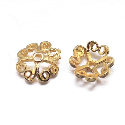 Real 18K Gold Plated 4-Petal 925 Sterling Silver Bead Caps STER-M100-29-1