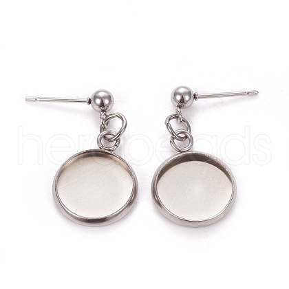 304 Stainless Steel Stud Earring Settings STAS-L226-019G-P-1