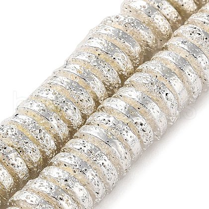Electroplated Natural Lava Rock Beads Strands G-I360-A05-04-1
