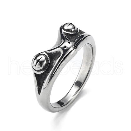 Stainless Steel Frog Finger Rings PW-WGF4234-06-1
