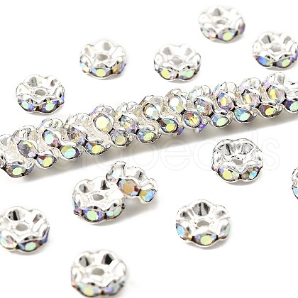 Brass Rhinestone Spacer Beads RB-A014-L8mm-28S-1