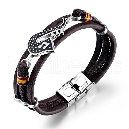 Imtation Leather Cords Triple Layer Multi-strand Bracelets PW-WG36435-01-1