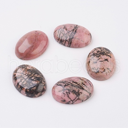 Natural Rhodonite Flat Back Cabochons X-G-G741-30x40mm-12-1