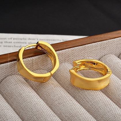 Brass Hoop Earrings for Women EJEW-U055-07G-1