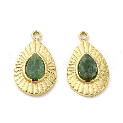 Natural African Jade Teardrop Charms STAS-J401-VC665-1