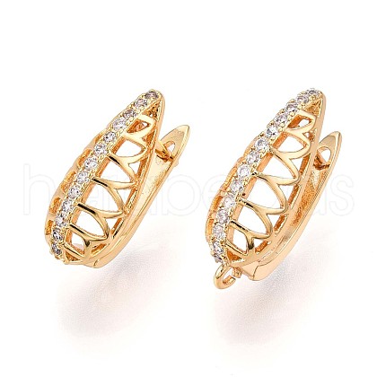 Brass Micro Pave Cubic Zirconia Hoop Earring Finding KK-N261-43G-1
