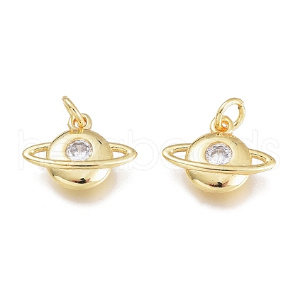 Brass Micro Pave Clear Cubic Zirconia Charms KK-M206-48G-1