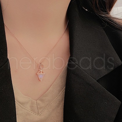 925 Sterling Silver Pave Natural Moonstone Rhombus Pendant Necklaces for Women FS-WGC4423-02-1