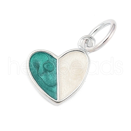 Two Tone 925 Sterling Silver Enamel Heart Charms STER-S011-03S-C-1
