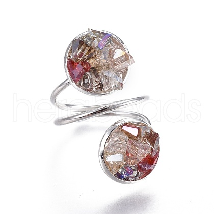 Electroplate Glass Cuff Rings RJEW-JR00248-05-1