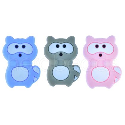 12Pcs 3 Styles Raccoon Silicone Beads JX665A-1