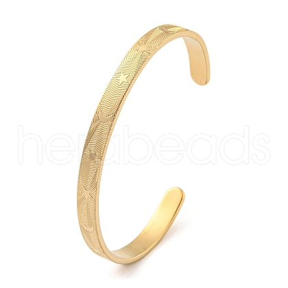 Stainless Steel Open Cuff Bangles for Women BJEW-G708-01A-G-1