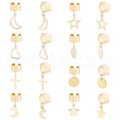 8 Pairs 8 Style 304 Stainless Steel Cuff Earrings EJEW-UN00004-1