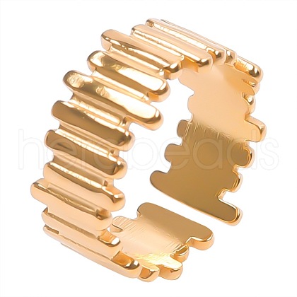 Elegant Striped Stainless Steel Wide Band Rings FM3667-2-1