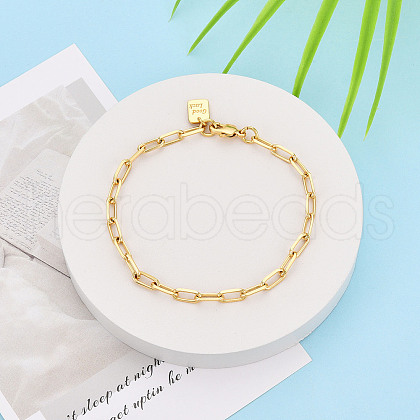 Brass Paperclip Chain Bracelets for Women BJEW-N032-07C-G-1