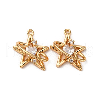 Brass Micro Pave Clear Cubic Zirconia Pendants KK-Z112-38G-1