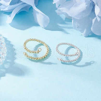 2Pcs 2 Colors Electroplate Non-magnetic Synthetic Hematite Bead Cuff Rings RJEW-JR00904-01-1