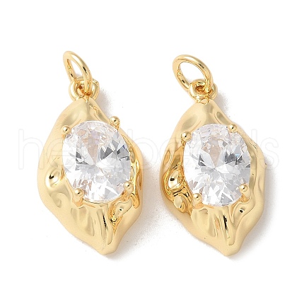 Brass Micro Pave Clear Cubic Zirconia Pendants KK-Q031-20G-1