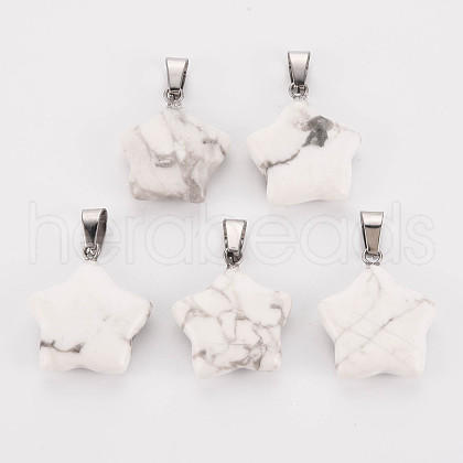 Star Natural Howlite Pendants X-G-Q367-18-1