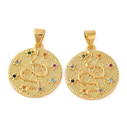 Rack Plating Brass Micro Pave Cubic Zirconia Pendants KK-H486-07G-1