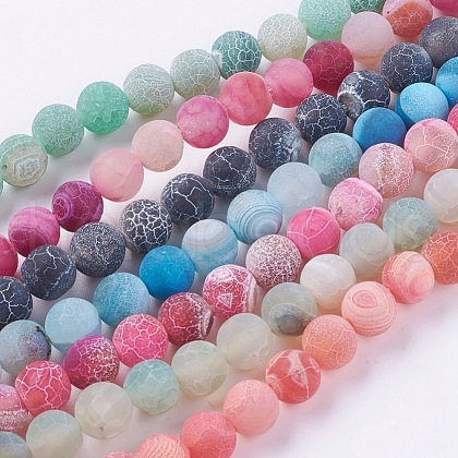 Natural Weathered Agate Beads Strands G-G589-8mm-M-1