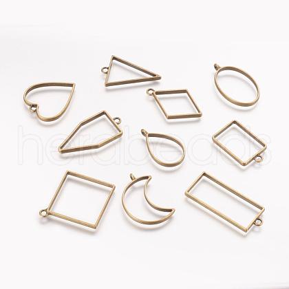 Rack Plating Alloy Open Back Bezel Pendants PALLOY-X0037-02AB-1