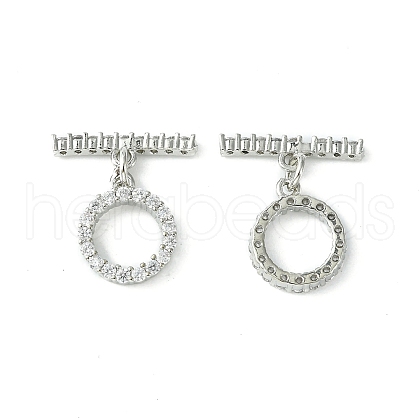Rack Plating Eco-Friendly Brass Pave Clear Cubic Zirconia Toggle Claps KK-K330-45P-1