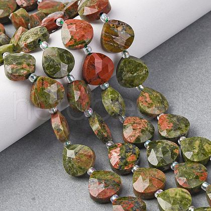 Natural Unakite Beads Strands G-P570-E06-02-1