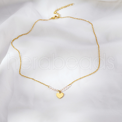 Simple Stainless Steel Heart Pendant Necklaces for Women's Daily Wear SC0258-2-1