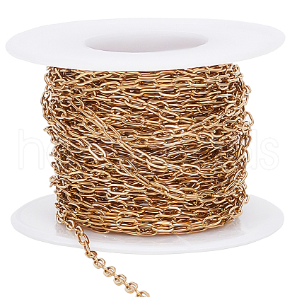 Beebeecraft 10M PVD Vacuum Plating 304 Stainless Steel Paperclip Chains CHS-BBC0001-07-1