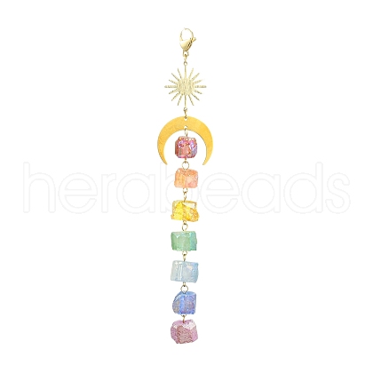 Electroplated Natural Quartz Pendant Decoration HJEW-JM02113-1
