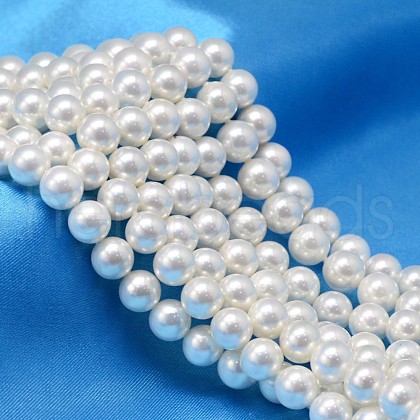 AB Color Plated Shell Pearl Round Bead Strands BSHE-L011-8mm-C001-1